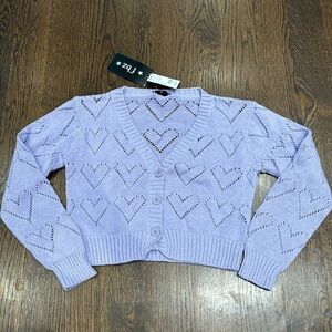 NWT Girls Fbz Heart Pointelle Cardigan - Size XL